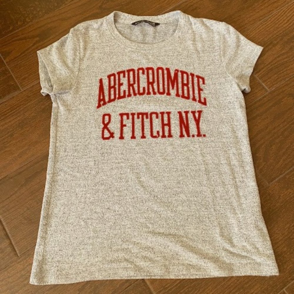 Abercrombie Logo Tee with Red Applique Lettering